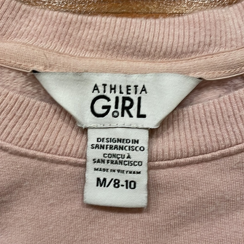 Athleta Girl lightweight light pink sweatshirt size 8-10 - Picture 2 of 3